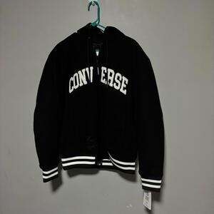 Converse Chuck Taylor Varsity Bomber Jacket Black Hooded Men's M NWT.